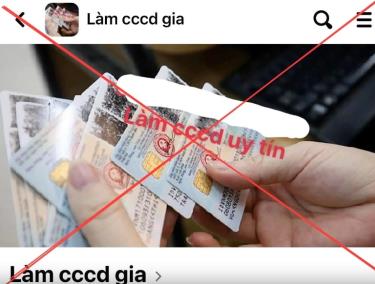 Một hội nhóm quảng cáo làm căn cước công dân giả trên Facebook.