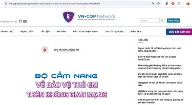 Cục An toàn thông tin đã cập nhật và ban hành “Bộ cẩm nang bảo vệ trẻ em trên không gian mạng”. Ảnh chụp qua màn hình