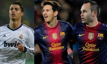 Ronaldo tỏ ra lép vế so với hai ngôi sao Barca.