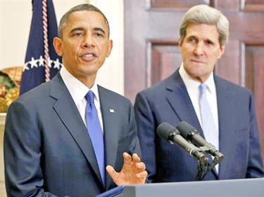 Tổng thống Mỹ Barack Obama và Ngoại trưởng được đề cử John Kerry.
