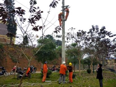 Điện lực Trấn Yên tập huấn kỹ thuật điện cho công nhân.