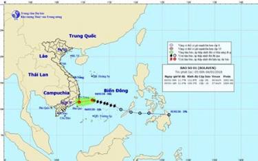 Hướng di chuyển của bão số 1.