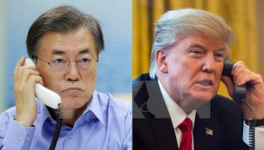 Tổng thống Mỹ Donald Trump (phải) và Tổng thống Hàn Quốc Moon Jae-in.