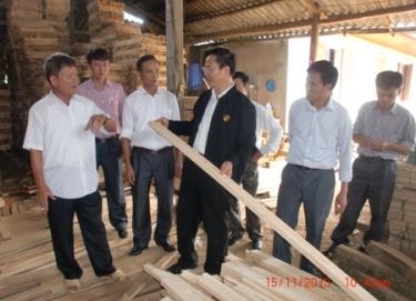 Lãnh đạo Liên minh HTX Việt Nam thăm mô hình chế biến, sản xuất gỗ rừng trồng.