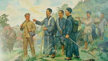 Bức tranh vẽ Bác Hồ về nước ngày 28/1/1941.