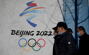 Biểu tượng Olympic mùa Đông 2022 tại Bắc Kinh (Trung Quốc), ngày 1/12/2021.