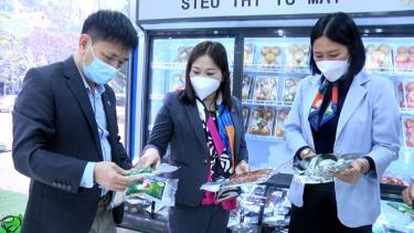 Vu Thi Hien Hanh, Vice Chairman of the provincial People’s Committee, and other officials visit the shop.