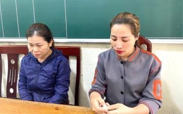 Phan Thị Nhung và Nguyễn Thị Hồng tại cơ quan điều tra