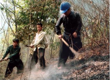 Nhân dân Trạm Tấu tích cực tham gia phòng, chống cháy rừng.