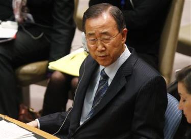 Tổng thư ký Liên hợp quốc Ban Ki-moon tại phiên họp về việc trừng phạt Libya.