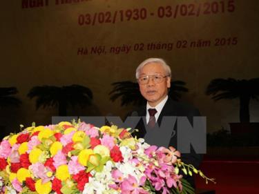 Tổng Bí thư Nguyễn Phú Trọng đọc Diễn văn tại Lễ kỷ niệm lần thứ 85 ngày thành lập Đảng Cộng sản Việt Nam.