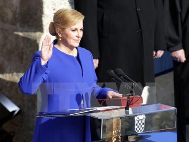 Bà Kolinda Grabar-Kitarovic tại lễ tuyên thệ nhậm chức ở Zagreb.