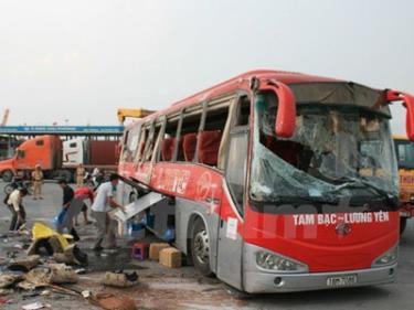 Hiện trường vụ tai nạn giao thông.