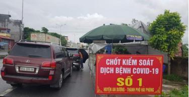 Một chốt kiểm soát dịch Covid-19 ở Hải Phòng.