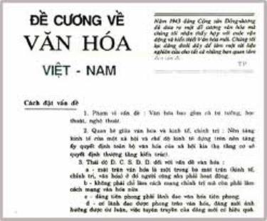 Bản “Đề cương Văn hóa Việt Nam” do Tổng Bí thư Trường Chinh soạn thảo
năm 1943. (Ảnh: baotanglichsu.vn)