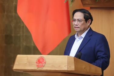 Thủ tướng Phạm Minh Chính phát biểu khai mạc phiên họp Chính phủ thường kỳ.