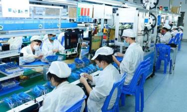 Sản xuất linh kiện điện tử tại Công ty TNHH New Wing Interconnect Technology (Khu công nghiệp Vân Trung - Bắc Giang).