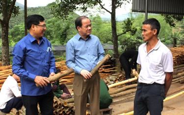 Đồng chí Tạ Văn Long - Phó Bí thư Thương trực Tỉnh ủy, Chủ tịch HĐND tỉnh thăm mô hình đảng viên làm kinh tế giỏi tại xã Báo Đáp, huyện Trấn Yên.