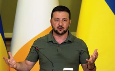 Tổng thống Ukraine Volodymyr Zelensky phát biểu tại Kiev.