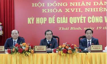 Đoàn chủ tọa điều hành kỳ họp HĐND tỉnh Thái Bình khóa XVII, nhiệm kỳ 2021 - 2026 để giải quyết công việc phát sinh đột xuất