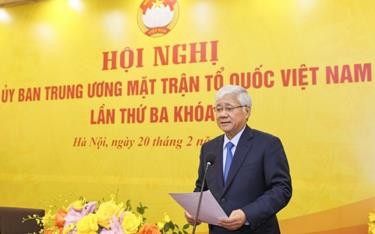 Ông Đỗ Văn Chiến, Ủy viên Bộ Chính trị, Bí thư Trung ương Đảng, Chủ tịch Ủy ban Trung ương MTTQ Việt Nam phát biểu khai mạc