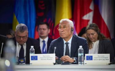 Chủ tịch Hội đồng châu Âu Antonio Costa tham dự hội nghị thượng đỉnh Hỗ trợ Ukraine tại Kyiv, Ukraine, Thứ Hai, ngày 24 tháng 2