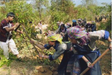 Ngày hội mở đường của đồng bào Mông bản Nả Háng A, xã Púng Luông, (Mù Cang Chải).