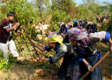 Ngày hội mở đường của đồng bào Mông bản Nả Háng A xã Púng Luông, Mù Cang Chải.