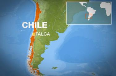 Tâm chấn của động đất cách tỉnh Talca thuộc vùng Maule, Chile khoảng 27 km về phía tây bắc.