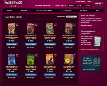 Trang Pottermore.com đã phát hành 7 tập truyện Harry Potter phiên bản sách điện tử.