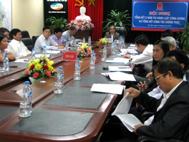 Các đại biểu tham dự Hội nghị tại điểm cầu Yên Bái.