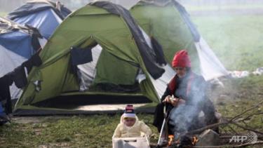 Một khu trại của người tị nạn gần Idomeni.