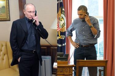 Tổng thống Nga Vladimir Putin và người đồng cấp Mỹ Barack Obama điện đàm.