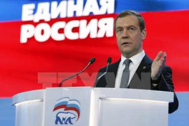 Thủ tướng Nga Dmitry Medvedev phát biểu tại Moskva ngày 22/1.