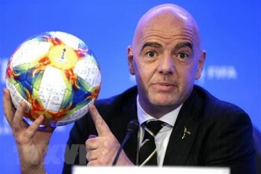 Chủ tịch FIFA Gianni Infantino tại cuộc họp báo ở Miami, Florida, Mỹ ngày 15/3.