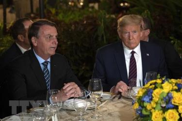 Tổng thống Mỹ Donald Trump (phải) và Tổng thống Brazil Jair Bolsonaro trong cuộc gặp tại Palm Beach, Florida, Mỹ, ngày 7/3.