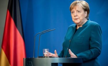 Thủ tướng Đức Angela Merkel ra tuyên bố tại Berlin hôm 22/3.