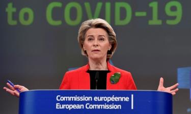 Chủ tịch Ủy ban châu Âu Ursula von der Leyen trong cuộc họp báo ở Bỉ ngày 17/3.