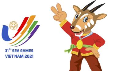 Linh vật (sao la) và logo của SEA Games 31.