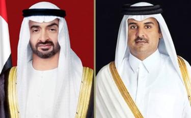 Tổng thống UAE Sheikh Mohamed bin Zayed Al Nahyan và  Quốc vương Qatar Sheikh Tamim bin Hamad Al Thani.