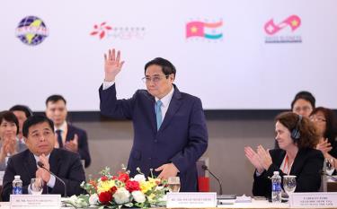 Thủ tướng Phạm Minh Chính tham dự Diễn đàn doanh nghiệp Việt Nam thường niên lần thứ 25 tại Hà Nội sáng 19-3
