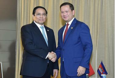 Thủ tướng Phạm Minh Chính gặp Thủ tướng Campuchia Hun Manet sáng 6/3.
