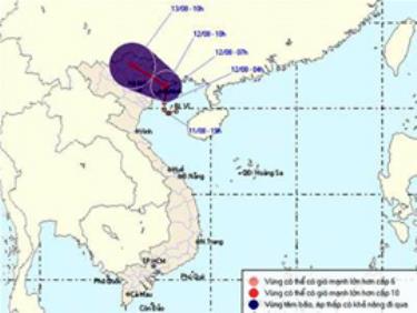 Dự báo sơ đồ đường đi của áp thấp nhiệt đới.