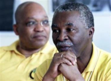 Tổng thống Thabo Mbeki (phải) đã từ chức. Ảnh Reuters. 

