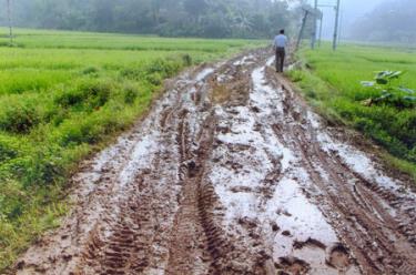 Giao thông đi lại khó khăn ảnh hưởng lớn tới sự phát triển kinh tế xã hội tại nhiều địa phương.
Ảnh: Đường vào thôn Hồng Bàng, xã Đại Đồng, huyện Yên Bình.
