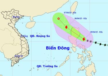 Hướng di chuyển của bão Maysak.