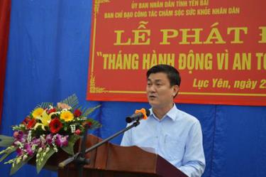 Đồng chí Nguyễn Chiến Thắng - Phó chủ tịch UBND tỉnh phát biểu tại buổi lễ.