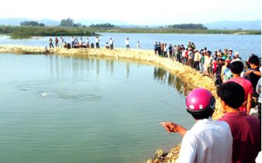 Đoạn sông Trà Khúc, nơi 9 nam sinh gặp nạn.