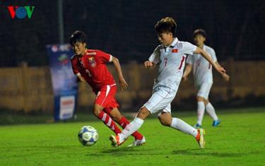 ĐT nữ Việt Nam có chiến thắng ngoạn mục trước ĐT nữ Myanmar với tỷ số 2-0.