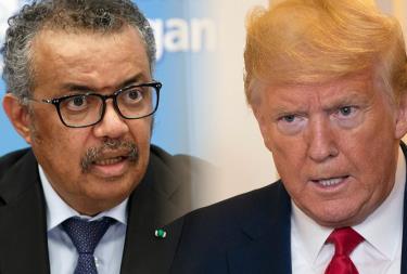 Tổng Giám đốc WHO Tedros Adhanom Ghebreyesus (trái) và Tổng thống Mỹ Donald Trump (phải).